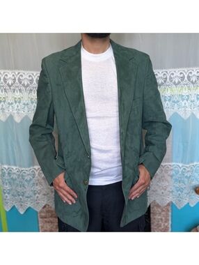 Vintage Meeting Street Green Amara Suede Western Ranch Tailored Jacket size 42R